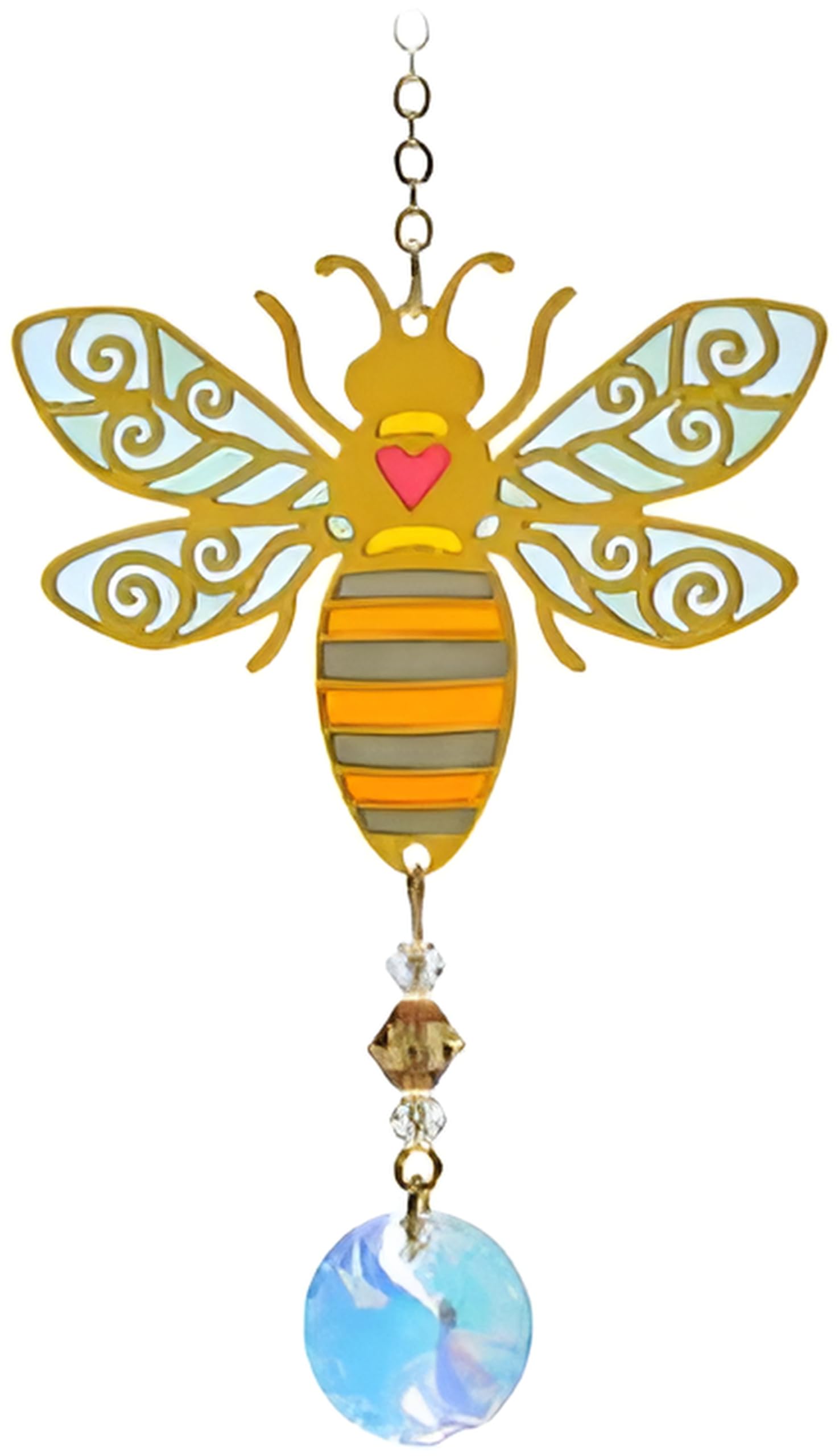 Wild Things Gifts Glass Crystal Dreams Suncatcher - Bumble Bee - Sold in aid of Bees Abroad Charity - Hanging Crystal Ornament With Gold Details - Rainbow Effect