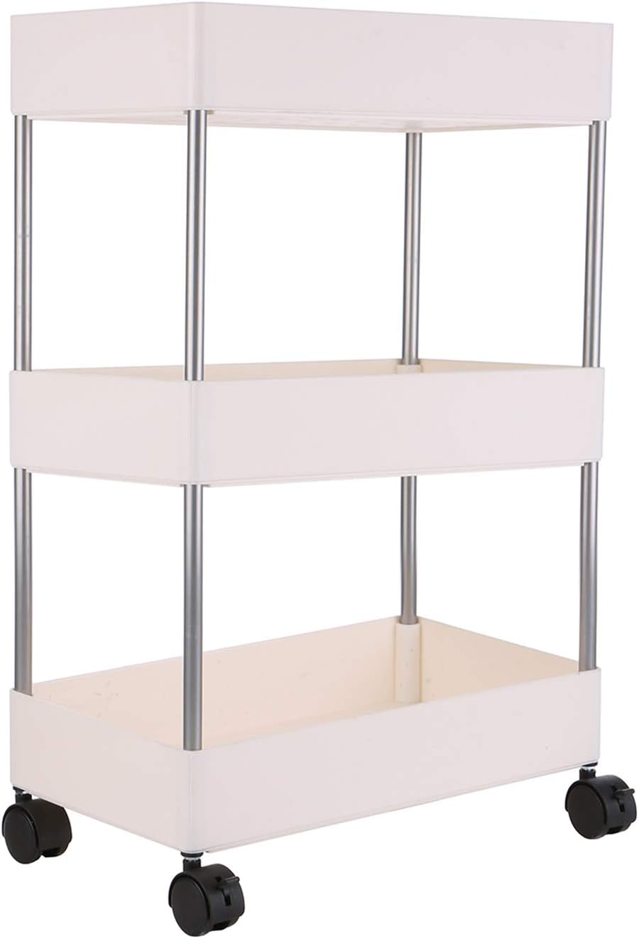 Nukcc Plastic Shelving Unit, 3Tier Storage Rack with 40mm Wheels 3