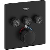 GROHE 291422430 Grohtherm Thermostatic Valve Trim, Triple Function, Matte Black