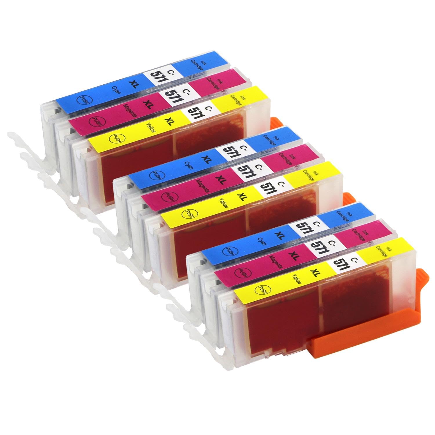 Go Inks 3 C/M/Y Set of 3 Ink Cartridges to replce Canon CLI-571 Compatible/non-OEM for PIXMA Printers (9 Inks)