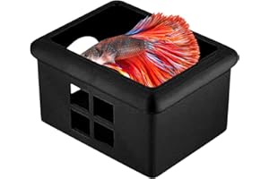 Floating Aquarium Hide,Betta Floating Cave Feeding Resting Shelter - Small Aquariums Cave Decor Breeding Box with Window for 
