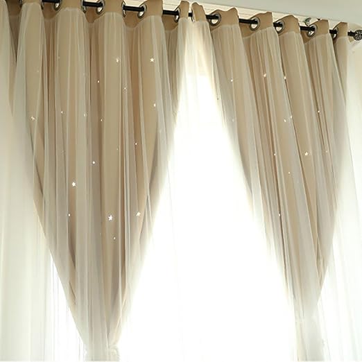 Schlafzimmer Wingbind Sheer Und Blackout Vorhange Set Wohnzimmer Prinzessin Stil Vorhang Fur Zuhause Laser Aushohlen Sterne Gemustert Hotel Dekoration 100 200cm Kinderzimmer Balkon Fensterdekoration Transparente Gardinen Taxitzo De