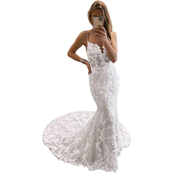 sheer lace mermaid wedding dress Ivory Crepe Mermaid Wedding Dress with Long Lace Sleeves – ML181 –  Viniodress