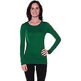 Active Basic Athletic Fitted Plain Long Sleeves Round Crew Neck T Shirt Top - Dark Green - Small