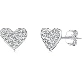 SLUYNZ 925 Sterling Silver CZ Heart Stud Earrings for Women Teens Cute Love Heart Earrings Studs