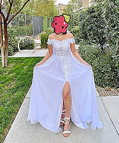 princess polly baby blue dress Floor Length Lace Bodice Bridesmaid Dresses for Women Chiffon A-Line Formal  Wedding Prom Gowns with Slit Dusty Blue Size 16 in Dubai - UAE