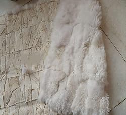 Seek4comfortable Real White Rex Rabbit Fur Throw