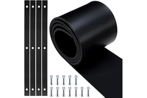 Pangda 10 x 10 ft Universal Rubber Snow Deflector Kit 5/16-3/8 Thick Heavy Duty Straight Snow Plow Blade Flap with Powder Coated Steel Supports and 12 Sets Mounting Hardware for Plows