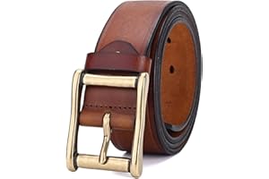 HOLMANSE Italian Full Grain Leather Belt Men Western Cowboy Belt for Jeans 1.5 Wide 7 Holes Gift Box Packaging