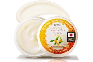 HIBINO | Leather Conditioner for Purses, Bags, Shoes & Furniture | All-in-One Cream to Clean, Restore & Protect | Non-Greasy, Quick-Absorbing Formula | Made in Japan | Kinmokusei Scent | 80ml