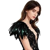 L'VOW Gothic Natural Real Feather Epaulet Shrug Shoulder Strap for Halloween Carnival Pack of 2