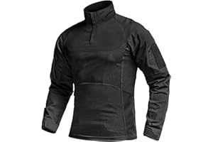 CQR Men's Combat Shirt Tactical 1/4 Zip Long Sleeve Military BDU Shirts Camo EDC Top with Pockets