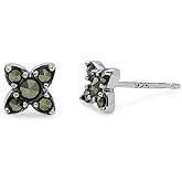 Boma Jewelry Sterling Silver Marcasite Flower Stud Earrings