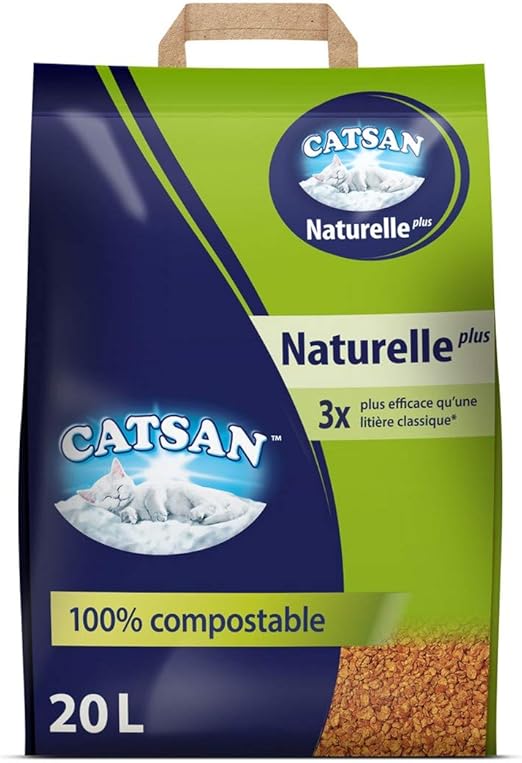 CATSAN Naturelle plus Litière végétale pour chat, 1 sac de 20L