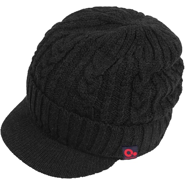 Original One Men Wool Blend Cable Knitted Visor Beanie 