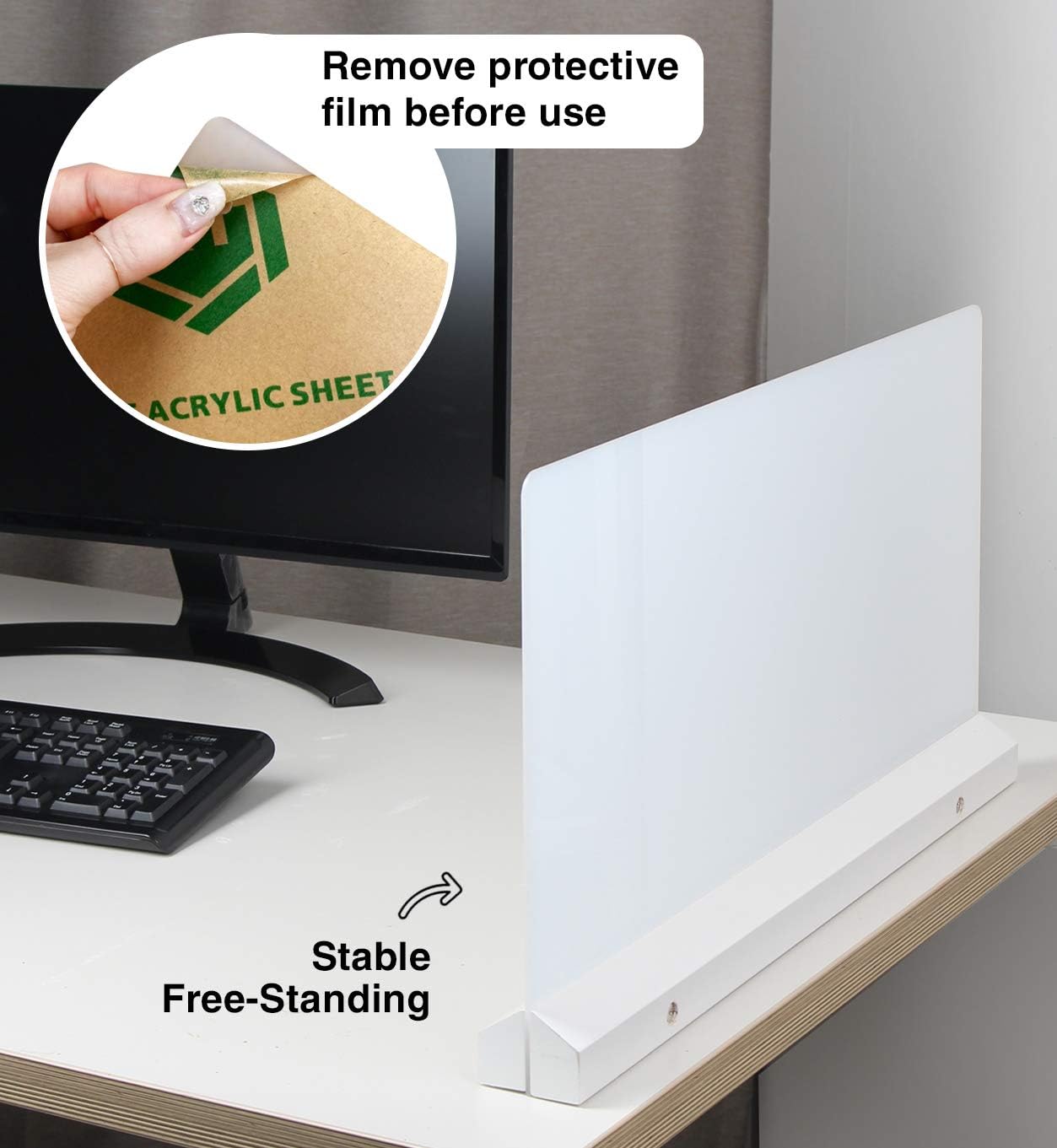 J JACKCUBE DESIGN Acrylic Desk Divider, Office Partition Board, Privacy Panel, Sneeze Guard Desktop Accessories for Classroom Cubicle Table Clear Boards 23.03 x 12 inches -MK529B : Office Products