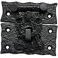 Adonai Hardware 3 Inch "Oshea" Antique Cast Iron Hasp & Staple with Lock for Trunks and Jewellery Boxes - Matte Black Powder Coated, Antique Hardware, Cabinet Hardware