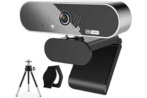 ARVIEMI Webcam, 1080P Pro HD Webcam with Stereo Microphone, 110° Wide Angle, Privacy Cover, Tripod, for Conferencing, Live Streaming, Recording, Compatible with Skype/Zoom/YouTube