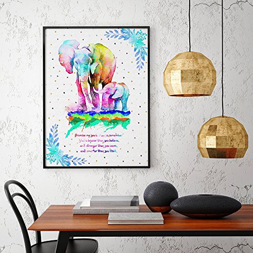 Uhomate-Colorful-Baby-Elephant-Elephants-Art-African-Elephant-Home-Canvas-Prints-Wall-Art-Inspirational-Quotes-Wall-Decor-Living-Room-Bedroom-Bathroom-Artwork-C065-8X10