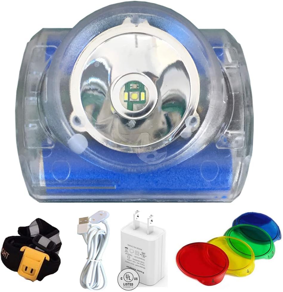 LED Headlamp Flashlight, IP68 Cree Headlight Waterproof Rechargeable USB 4400mAh Miner Cap Light Lamp for Bicycle Hiking Diving Coon Hard Hat Camping Fishing Mining Hunting