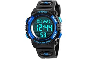 YFWOOD Kids Digital Watch Waterproof Outdoor Watches Children Casual Electronic Analog Quartz Wrist Watches with Silicone Band Luminous Alarm Stopwatch for Boys