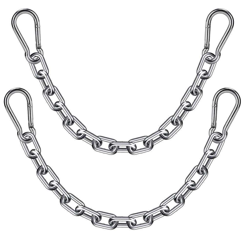 WAREMAID 2 Boxing Punching Bag Chain and 4 Carabiners, Stainless Steel Heavy Duty Hanging Chair Chain Kit Hammock Chair Hardware for Indoor Outdoor Playground Swing Set, Hanging Heavy Bag,65cm