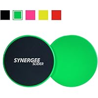 Synergee Core Sliders. Dual Sided Use on Carpet or Hardwood Floors. Abdominal Exercise Equipment