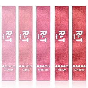 RT-Designs-Fabric-Exercise-Bands-5-Level-Resistance-Band-Set-Non-Slip-Fitness-Accessories-with-Drawstring-Travel-Storage-Bag-Resistance-Exerciser-Loop-Belts-Portable-Home-Workout-Essentials R&T Designs Fabric Exercise Bands - 5-Level Resistance Band Set - Non-Slip Fitness Accessories with Drawstring Travel…