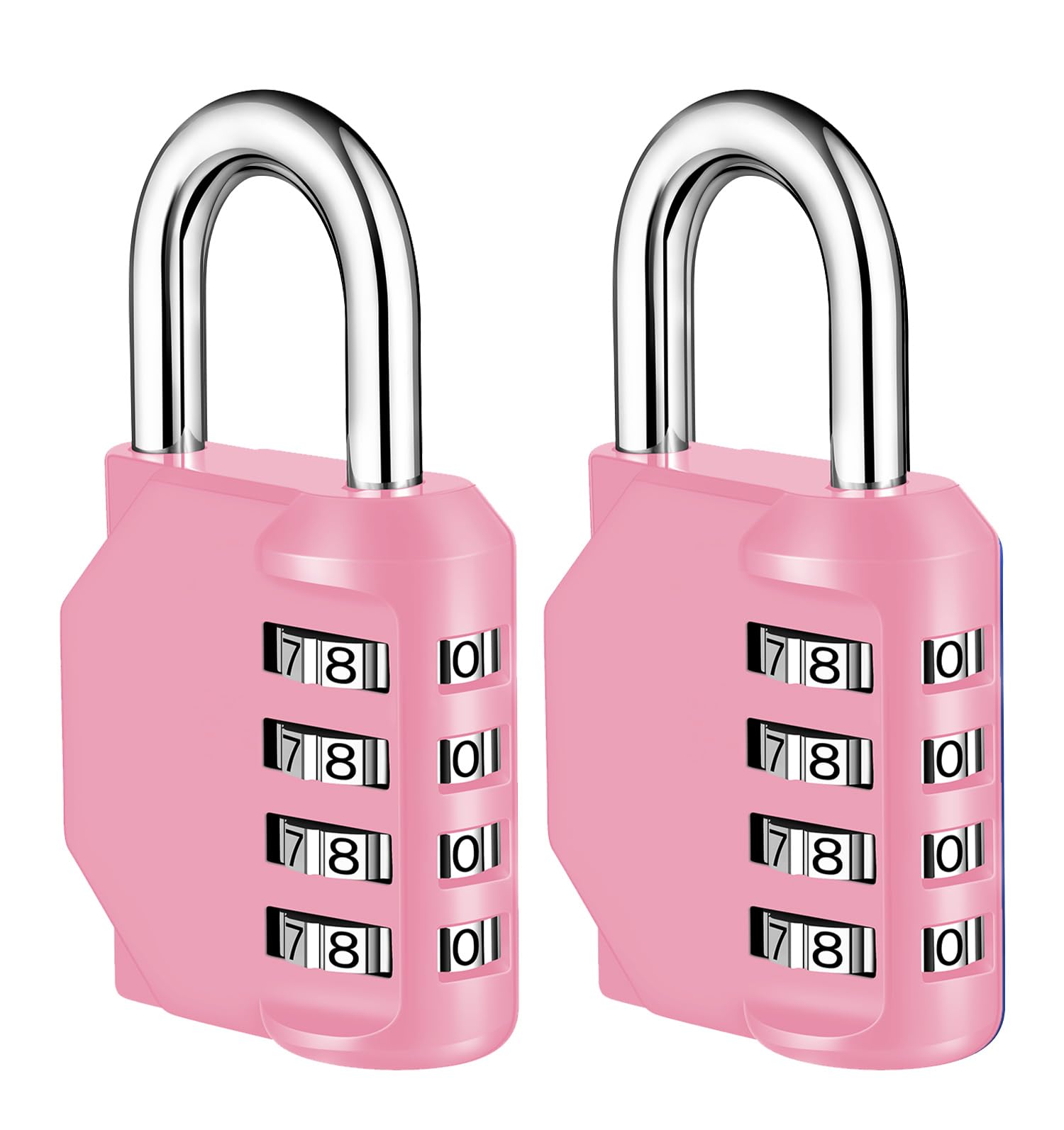 NAGE 4 Digit Padlocks with Code, Locker Padlocks, Combination Padlock for Indoor Security & Outdoor Durability, Code Padlock for Gym, School Locker, Shed, Gate, Fence, Garage (2P, Pink)
