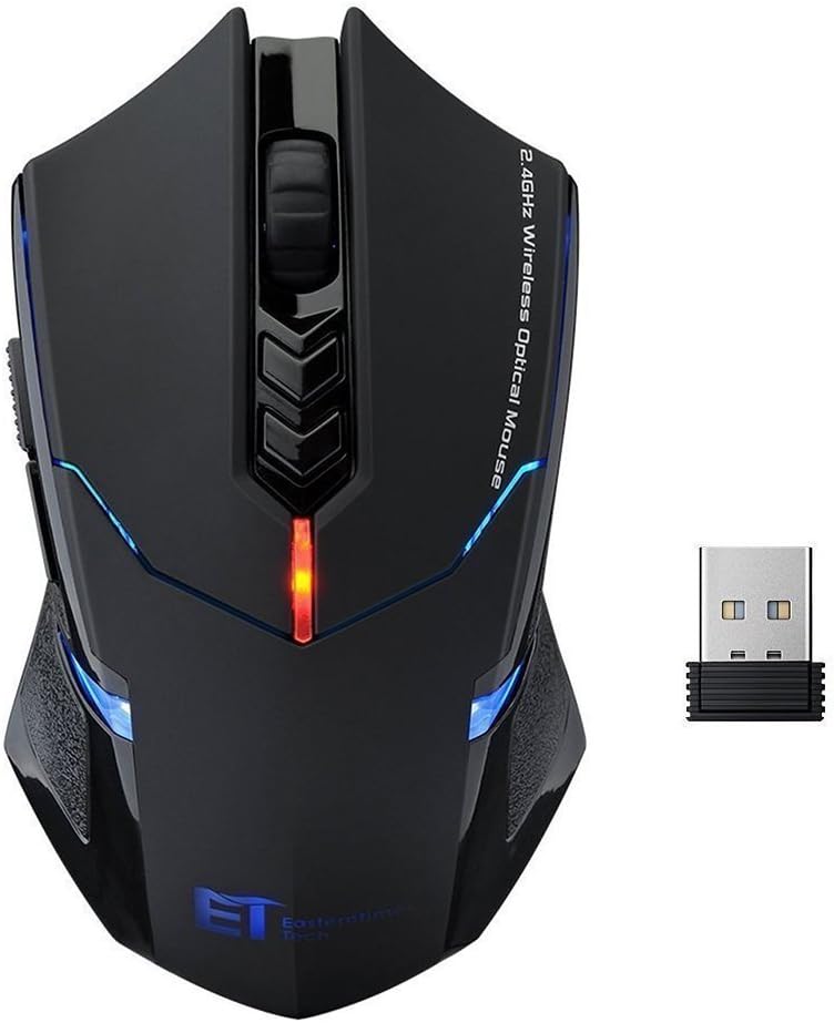 Wireless Gaming Mouse, 7 Button 5 Adjustable DPI Optical Silent Mice(2400 2000 1600 1200 800) for PC Laptop Computer MacBook Gamers (blue)