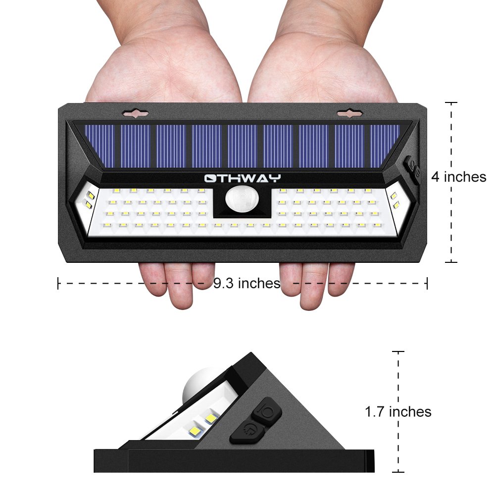 Solar Motion Sensor Lights OTHWAY Bright Outdoor Waterproof Wall Lights Wide Lighting Area Easy Installation Great Detection Range Security Lights