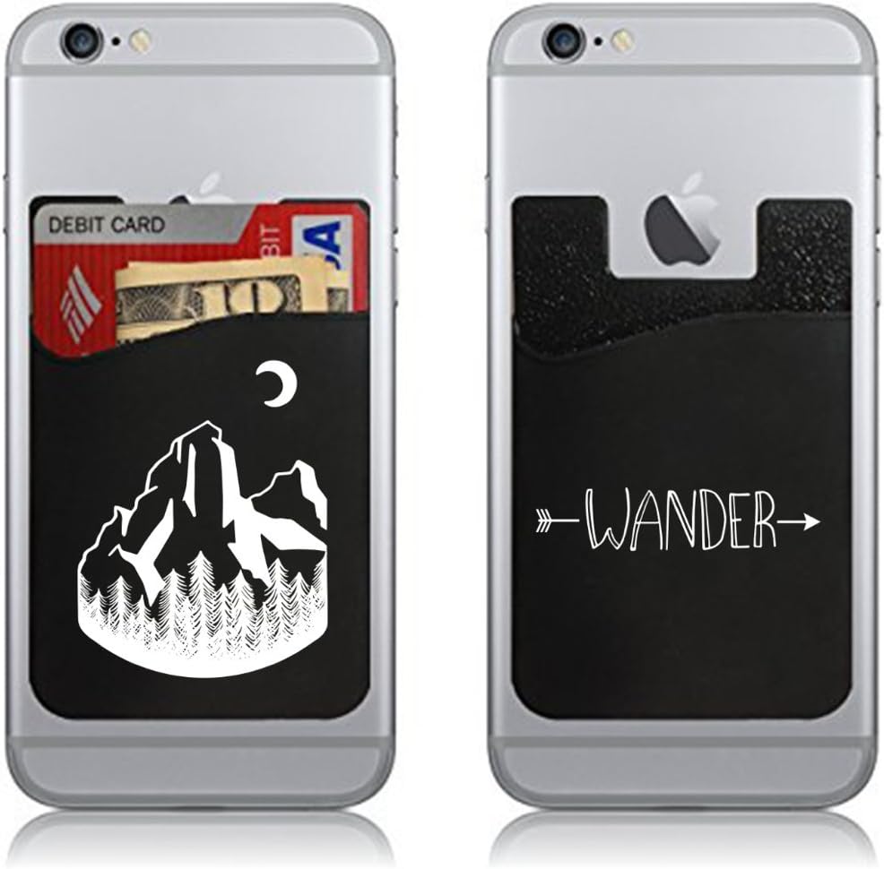 (Two) Wander Cell Phone Stick on Wallet Card Holder Phone Pocket for iPhone, Android and All Smartphones.