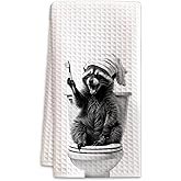 BONETAT 1 PCS Funny Cute Raccoon Hand Towels for Bathroom,Raccoon Gifts for Women,Raccoon Decor Cute Kitchen Towels,Animal Decorative Towels for Bathroom, Pet Owners Housewarming - A18