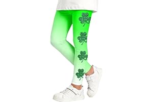 Girls St. Patrick's Day Shamrock Leggings 3D Printed Irish Green Lucky Leaves Pants High Waist Stretchy Soft Tights Yoga