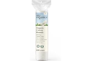 Sky Organics Organic Cotton Rounds for Sensitive Skin, 100% Pure GOTS Certified Organic for Beauty & Personal Care, 100 ct.