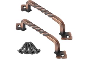 OVOV 2 Pack Barn Door Pull Handle Hardware for Wooden Garden Gate Shed Cabinet Door (Copper)