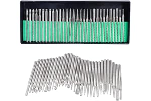 Bestgle 30 Pcs Diamond Burrs Set, 3mm Shank Needle Shape Diamond Burr Bits Drill Kit for Rotary Tool Metal Woodworking Router