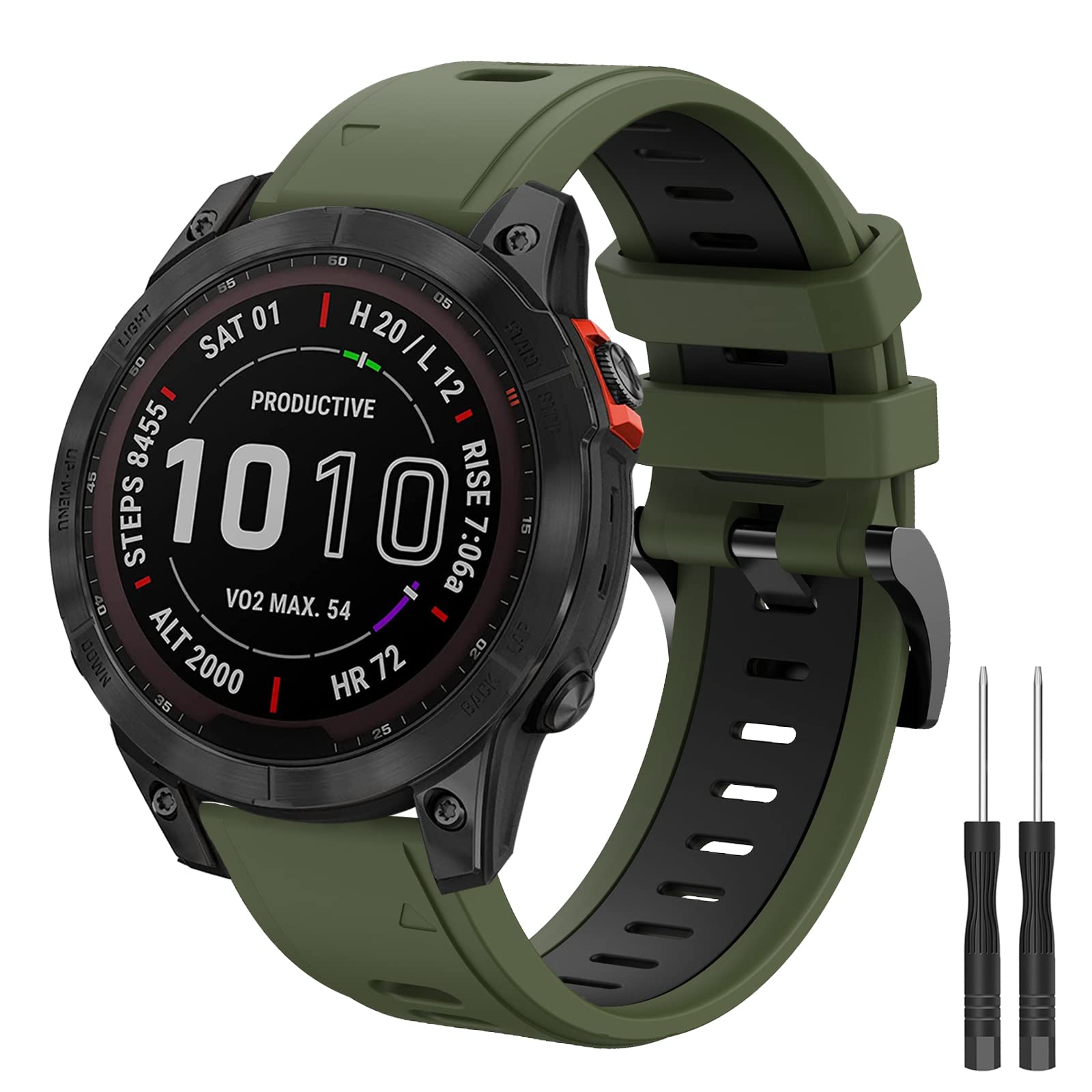 Strap for Fenix 5/Fenix 6 Pro/Fenix 5 Plus/Fenix 6/Fenix 7, 22mm Replacement Silicone Watch Strap for Fenix 7 Solar, Fenix 7 Sapphire Solar, Forerunner 945, Forerunner 935, Forerunner 745,Approach S60
