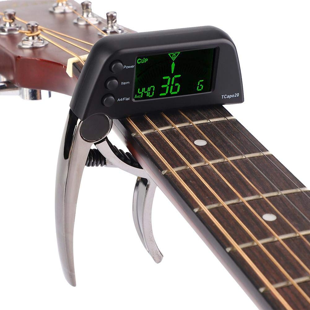 Alomejor Guitar Tuner and Guitar Set Quick Change Capos with Guitar Picks for Bass Electric Guitars (Bronze)