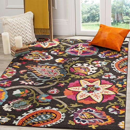 SAFAVIEH Monaco Collection 5'1" x 7'7" BrownMulti MNC229B Boho Floral Non-Shedding Living Room Bedroom Area Rug