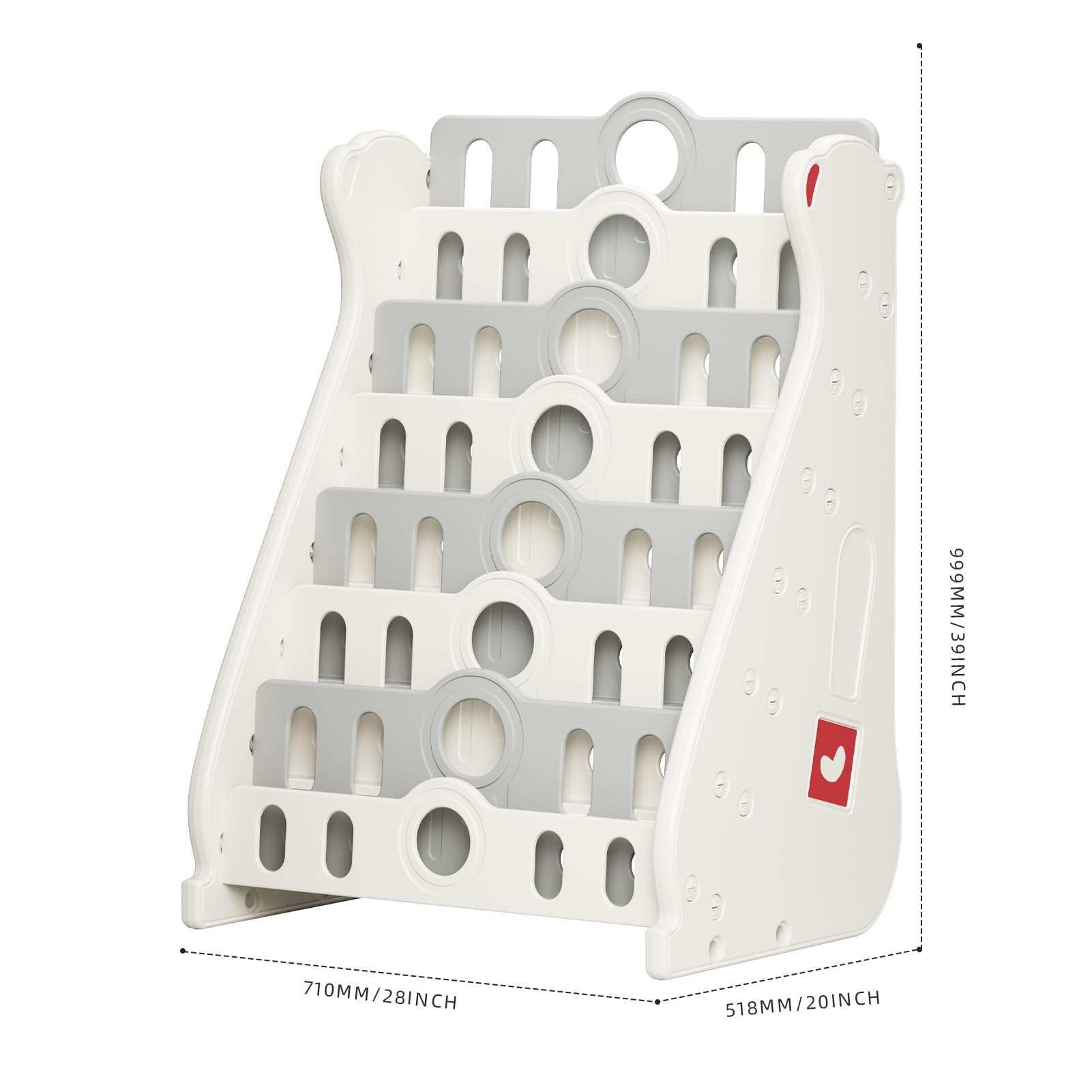 Deer COCO Kids Bookshelf for Toddlers, 7 Tier White Bookcase for Kids Bedroom/Nursery/Classroom, Corner Bookshelf Book Storage Organization Montessori Baby Book Storage Shelf (Grey-7-Tier Bookcase)