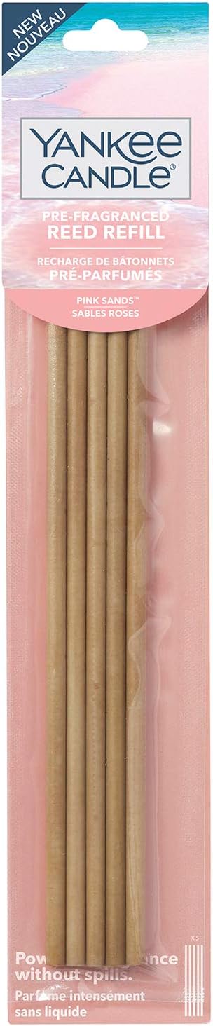 Yankee Candle Pre-Fragranced Reed Diffuser Refill Sticks, Pink Sands, 5 Count