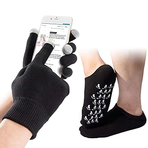 Codream Large Mens Touch Screen Moisturizing Gel Gloves Gel Moisturizing Spa Gloves and Socks Set, Ultimate Treatment for Dry Cracked Rough Skin US Men 10-15