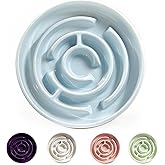 Ceramic Slow Feeder Dog Bowls with Anti-Slip, Slow Feeder & Non-Slip Design, Boredom and Anxiety Reducer, Suitable for All Breed Dogs and Cat (Ceramic-Blue)