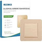 Silicone Foam Dressing with Border 5”x5” Adhesive Waterproof Wound Dressing Bandages Patches for Wound Care