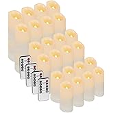 Enido 24 Pc Flameless LED Candles with Remote & Timer, Outdoor Waterproof, Flickering Electric Warm Lights for Cozy Home & Holiday Romantic Decor, Battery Operated (D 2.2” x H 4”/5”/6”