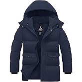 wantdo Men's Winter Coat Warm Parka Jacket Waterproof Puffer Jacket with Removable Hood (Regular and Big Size)