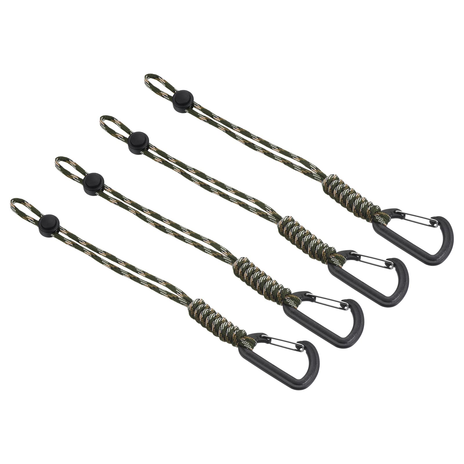 PATIKIL Badge Lanyard with Hook 10 Inch, 4Pcs Braided Wrist Keychain Strap Adjustable Cord Lock for Keys Wallets Outdoors, Camo Green