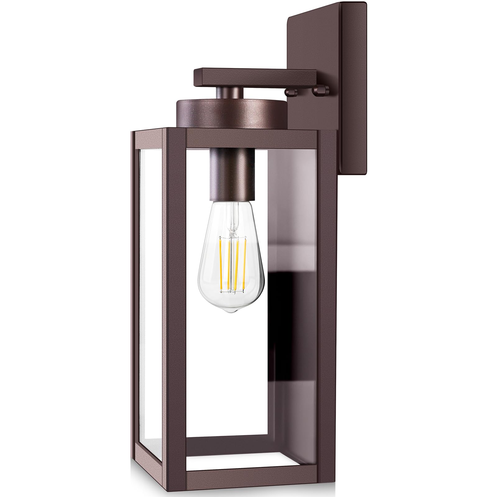 Photo 1 of BesLowe Outdoor Wall Light Fixtures, Exterior Waterproof Wall Lanterns, Brown Porch Sconces Wall Mounted Lighting with E26 Sockets & Glass Shades, Modern Wall Lamps for Patio Front Door Entryway
