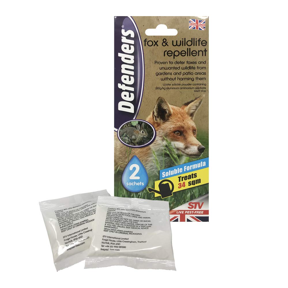 Defenders Fox And Wildlife Repellent Humane Fox Rabbit And Bird Deterrent Treats Up To 50 Sq M Use On Lawns Gardens Flowerbeds And Patio Areas 2 X 50 G Sachets Buy